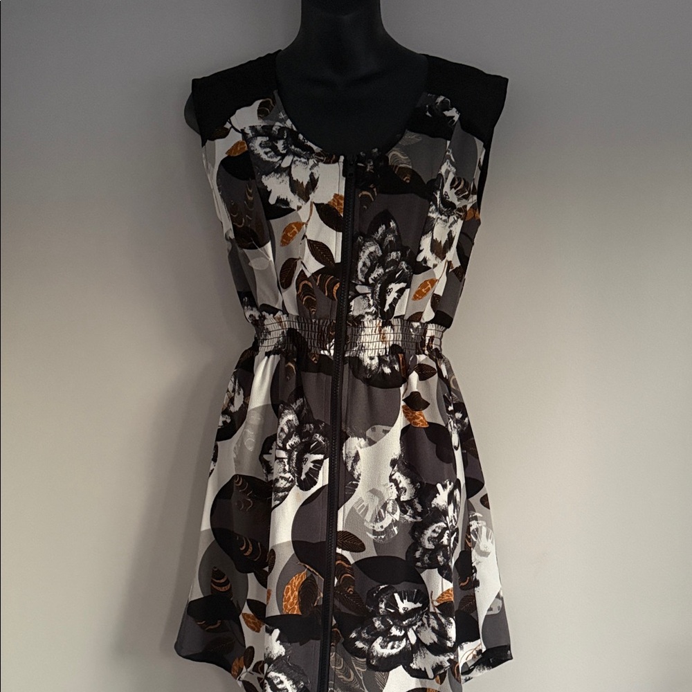 Floral Black and White Dress
